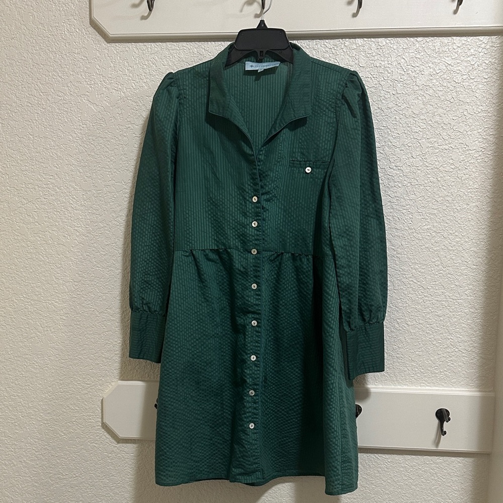 Tuckernuck Forest Green Long-Sleeve Button-Front Dress